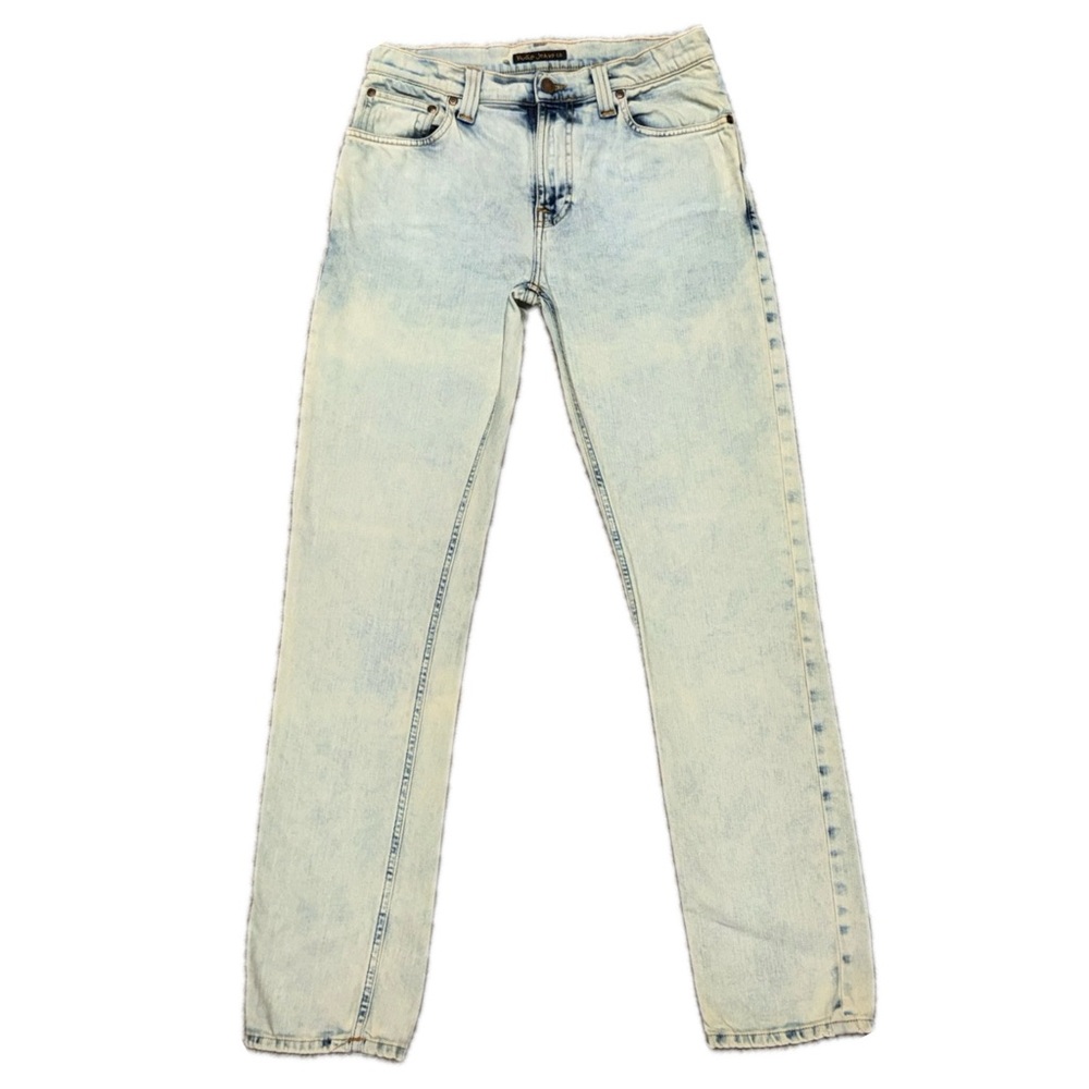 NUDIE JEANS High Kai Cobalt Envy Slim Bleach Wash Stretch Denim | Men’s 30x32‎